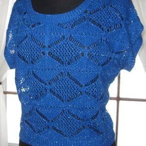 NEW: Candies Blue Crochet Crop Sweater XLarge